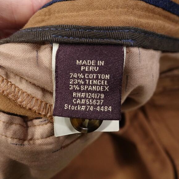 Johnston & Murphy Pants Mens 34x30 Brown Stretch Chino Flat Front Casual - Picture 7 of 8